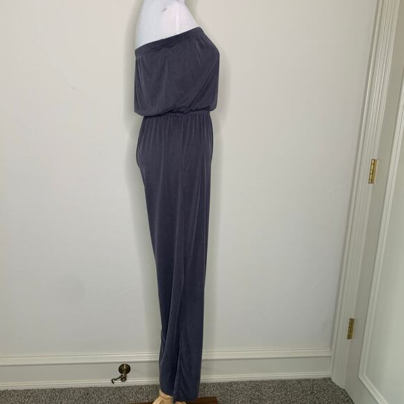 Grey Jersey Strapless Jumpsuit Sz Small Casual Beach - Picture 5 of 10